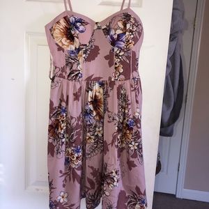 Cute and Casual Pink Floral Fit+Flare Dress